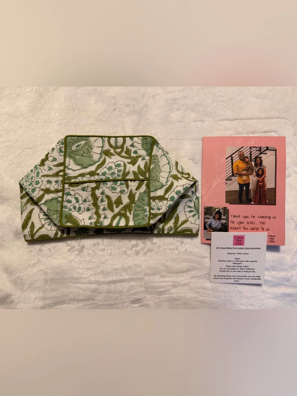 CPC Agate Green Block Print Cotton Tissue Box Cover 5